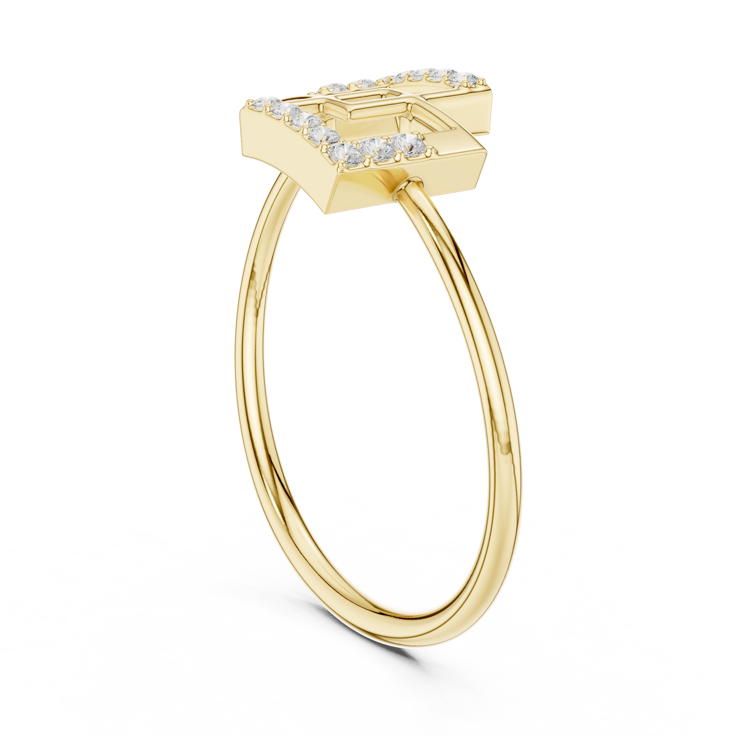 0.08 Carat Diamond Interlocking Square Geometric Ring | Yellow Gold