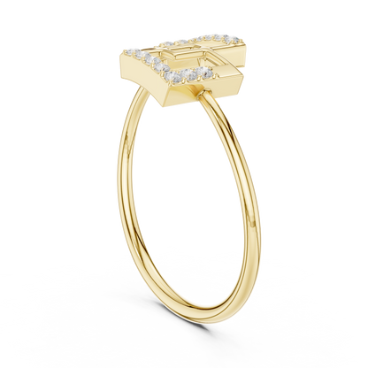 0.08 Carat Diamond Interlocking Square Geometric Ring | Yellow Gold