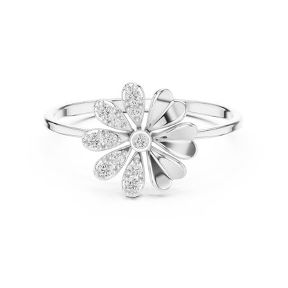 0.09 Carat Diamond Split Flower Daisy Ring | Yellow Gold