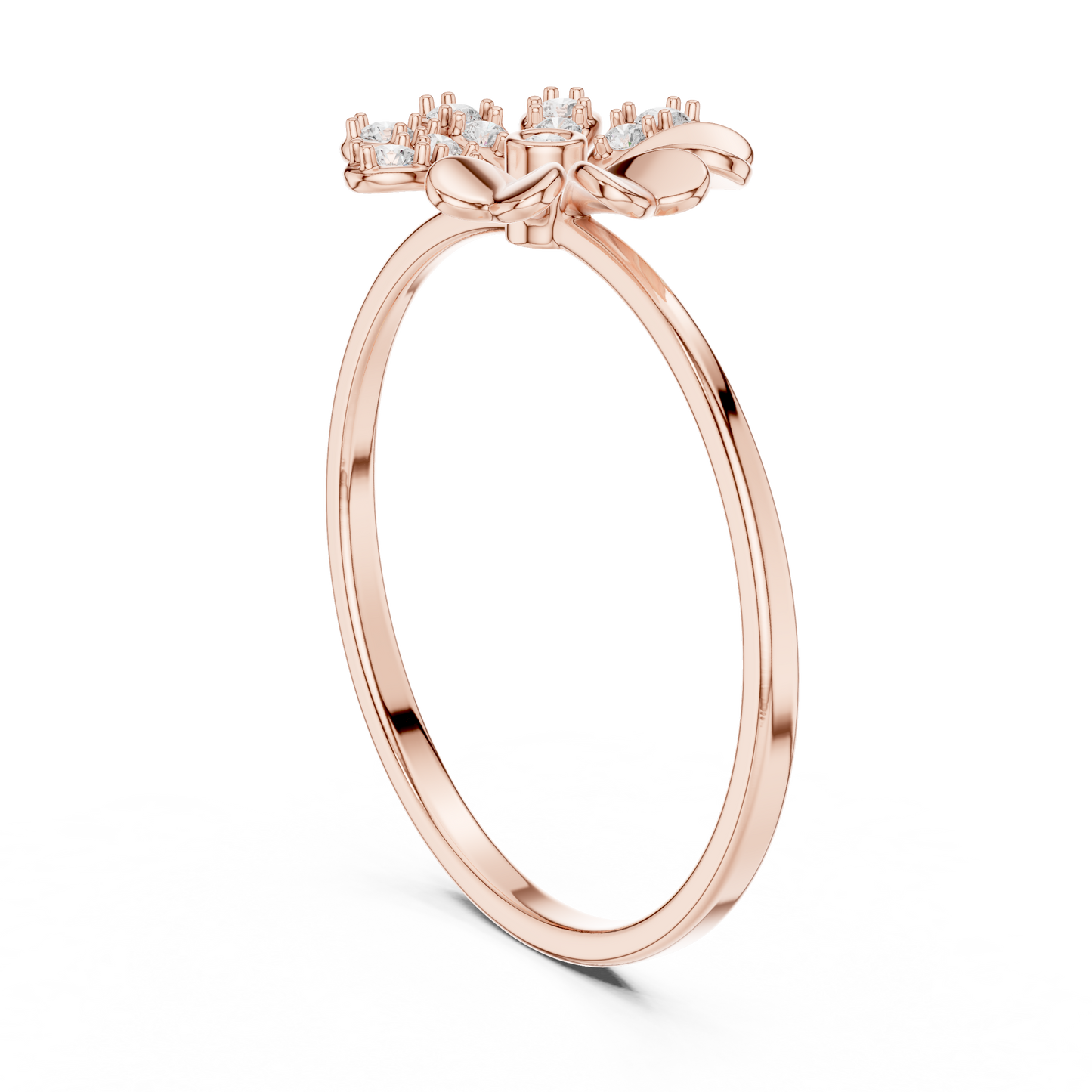 0.09 Carat Diamond Split Flower Daisy Ring | Yellow Gold