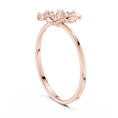 0.09 Carat Diamond Split Flower Daisy Ring | Yellow Gold