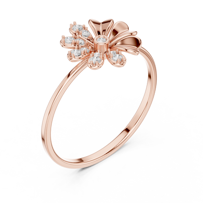0.09 Carat Diamond Split Flower Daisy Ring | Yellow Gold