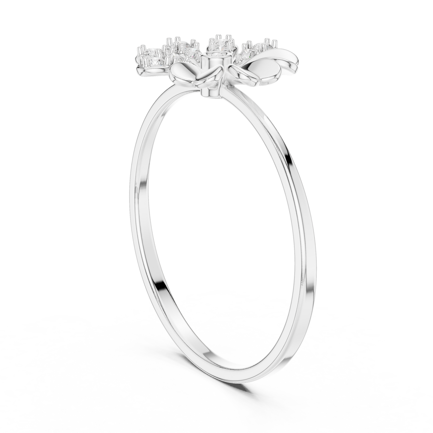 0.09 Carat Diamond Split Flower Daisy Ring | Yellow Gold
