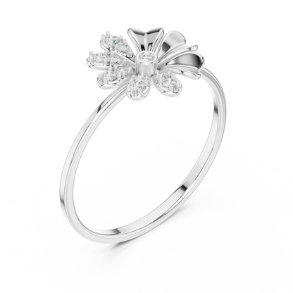 0.09 Carat Diamond Split Flower Daisy Ring | Yellow Gold