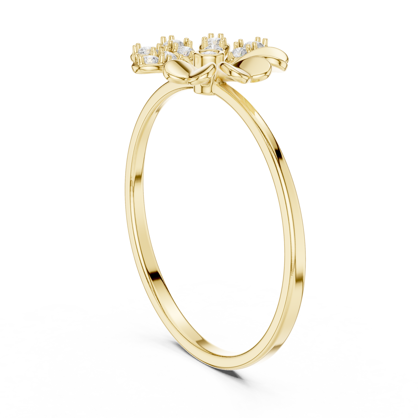 0.09 Carat Diamond Split Flower Daisy Ring | Yellow Gold