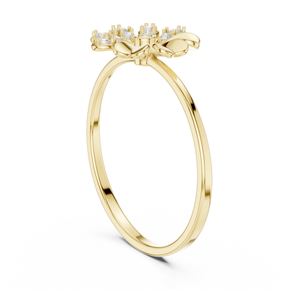 0.09 Carat Diamond Split Flower Daisy Ring | Yellow Gold