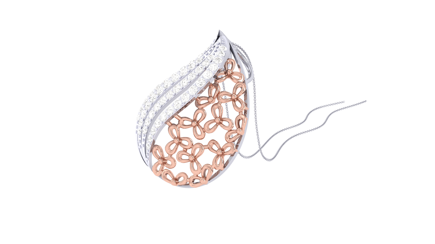 Dewdrop Sparkle Yellow Gold Pendent - 0.33 Ct Diamonds