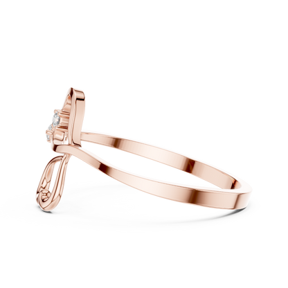 0.03 Carat Diamond Open Double Heart Bypass Ring | Yellow Gold
