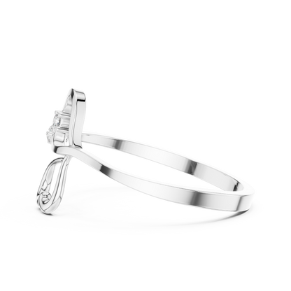 0.03 Carat Diamond Open Double Heart Bypass Ring | Yellow Gold
