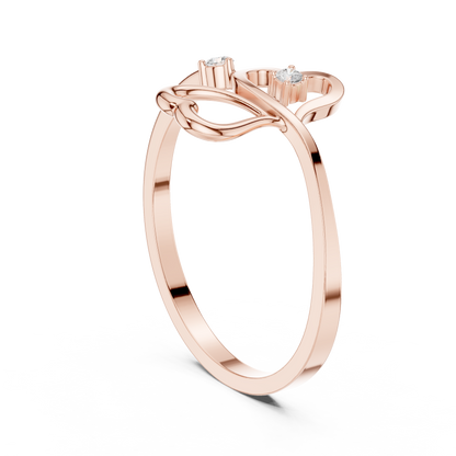 0.03 Carat Diamond Open Double Heart Bypass Ring | Yellow Gold