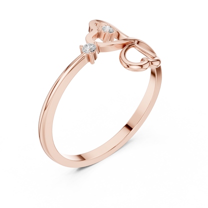 0.03 Carat Diamond Open Double Heart Bypass Ring | Yellow Gold