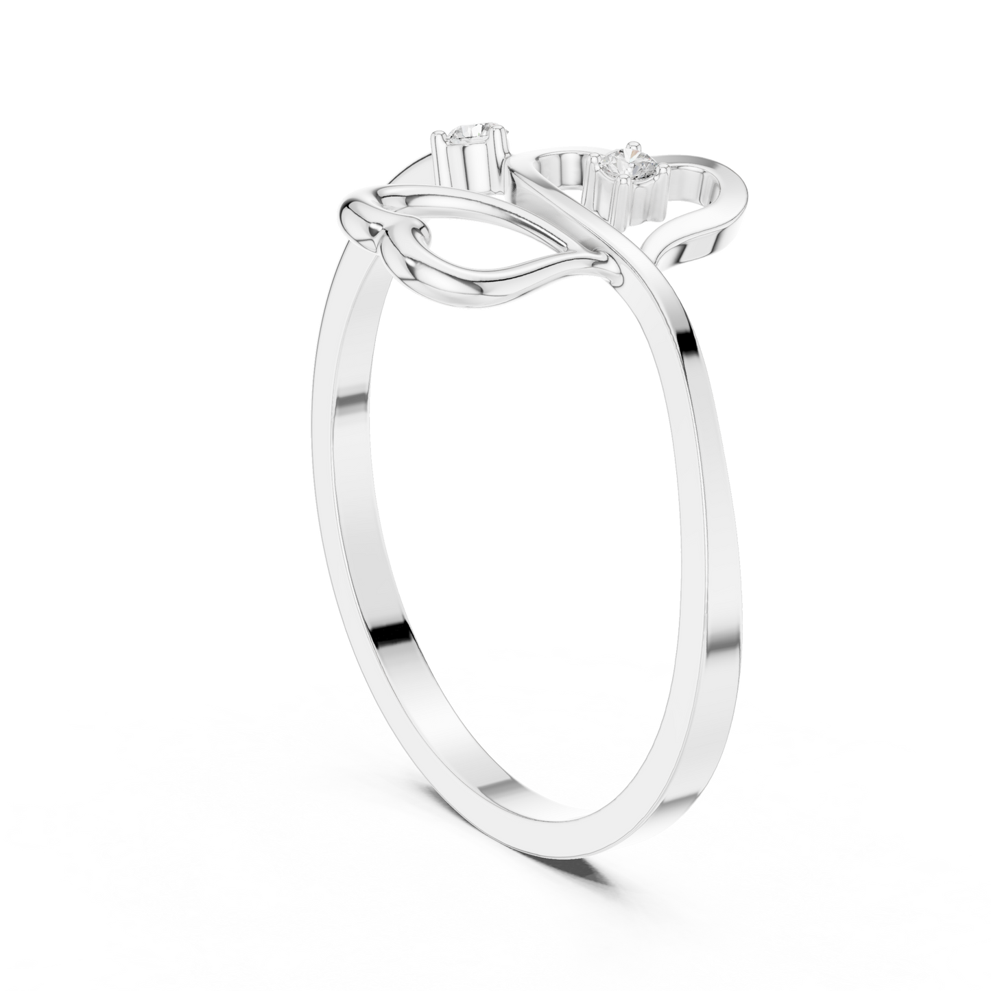0.03 Carat Diamond Open Double Heart Bypass Ring | Yellow Gold