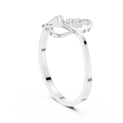 0.03 Carat Diamond Open Double Heart Bypass Ring | Yellow Gold