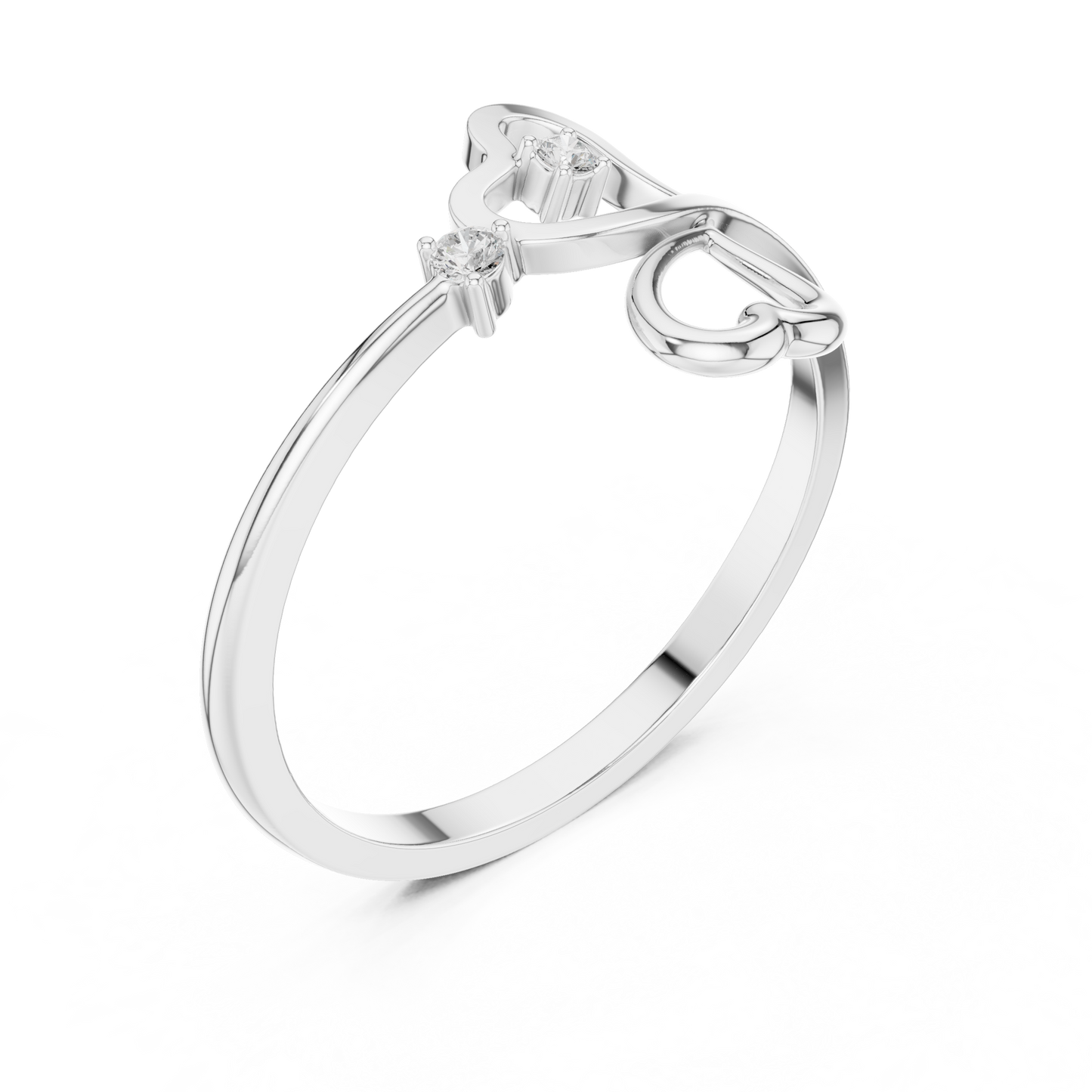 0.03 Carat Diamond Open Double Heart Bypass Ring | Yellow Gold