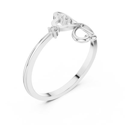 0.03 Carat Diamond Open Double Heart Bypass Ring | Yellow Gold