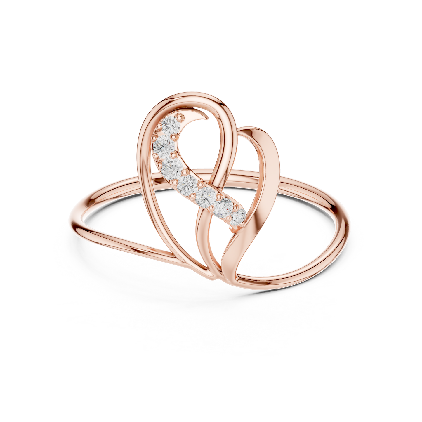 0.06 Carat Diamond Abstract Open Heart Ring | Yellow Gold