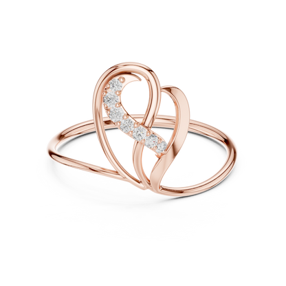 0.06 Carat Diamond Abstract Open Heart Ring | Yellow Gold