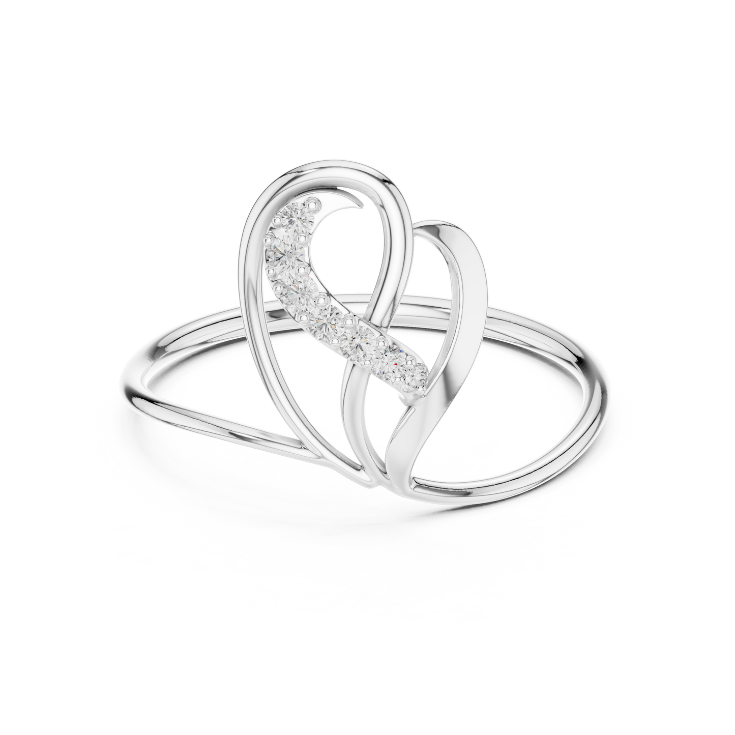 0.06 Carat Diamond Abstract Open Heart Ring | Yellow Gold