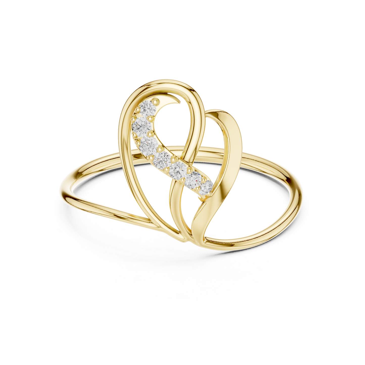 0.06 Carat Diamond Abstract Open Heart Ring | Yellow Gold