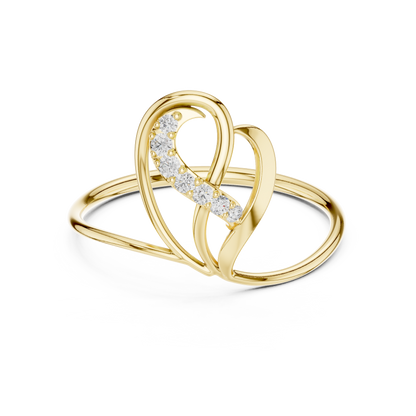 0.06 Carat Diamond Abstract Open Heart Ring | Yellow Gold