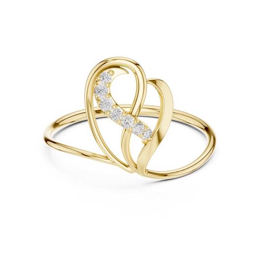 0.06 Carat Diamond Abstract Open Heart Ring | Yellow Gold