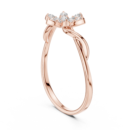 0.13 Carat Diamond Starburst Flower Twisted Ring | Yellow Gold