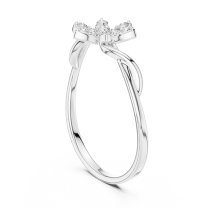 0.13 Carat Diamond Starburst Flower Twisted Ring | Yellow Gold