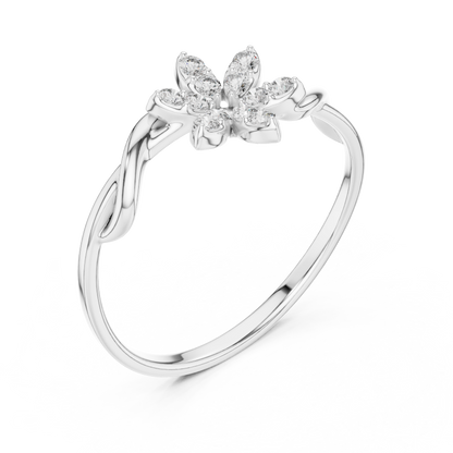 0.13 Carat Diamond Starburst Flower Twisted Ring | Yellow Gold