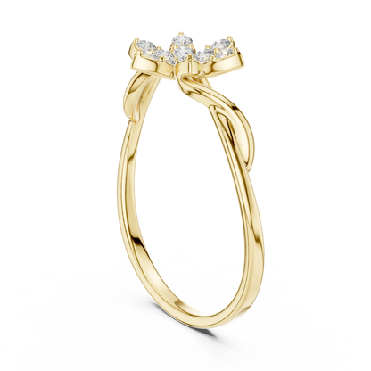 0.13 Carat Diamond Starburst Flower Twisted Ring | Yellow Gold