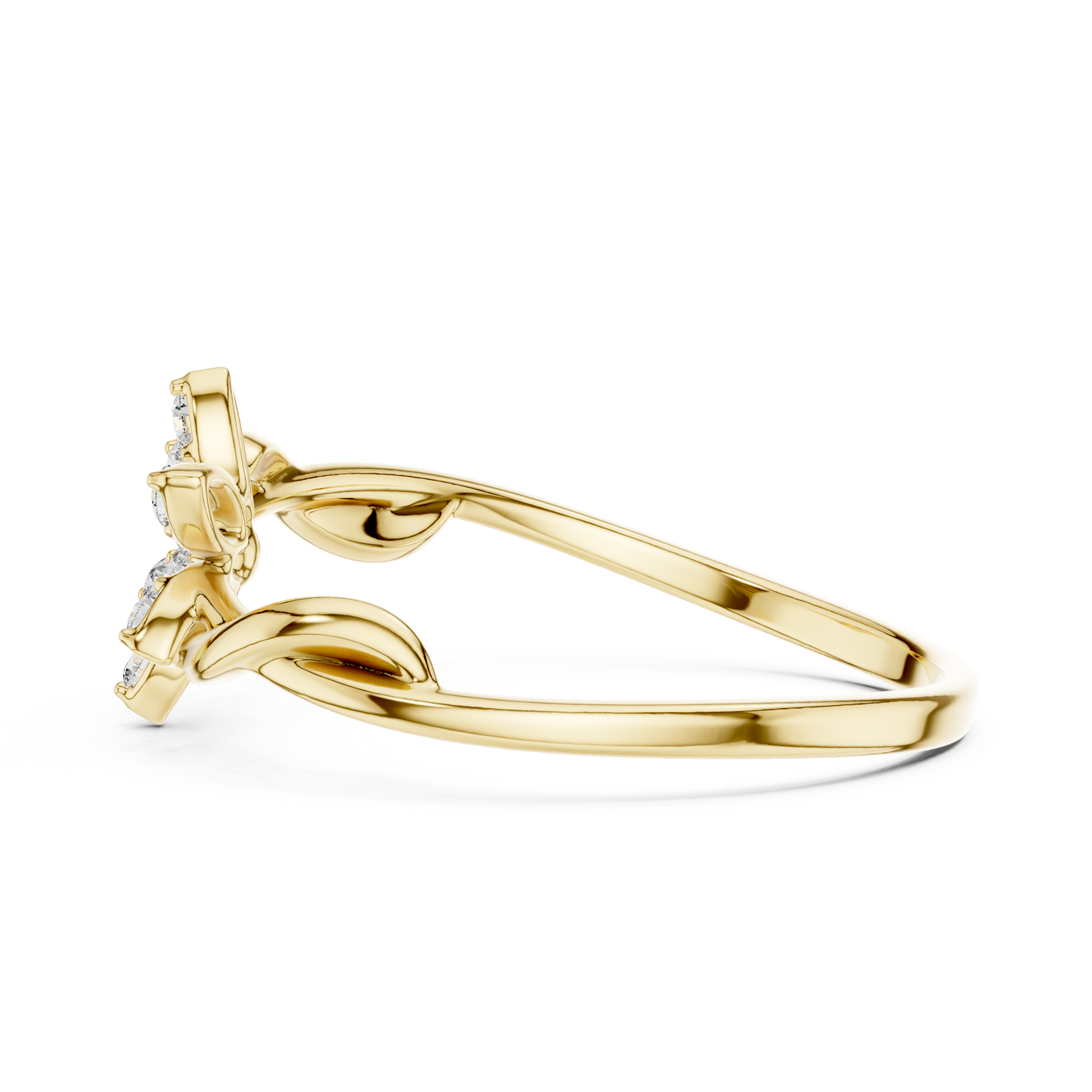 0.13 Carat Diamond Starburst Flower Twisted Ring | Yellow Gold