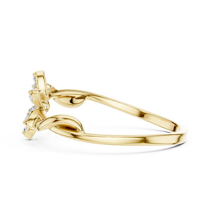 0.13 Carat Diamond Starburst Flower Twisted Ring | Yellow Gold