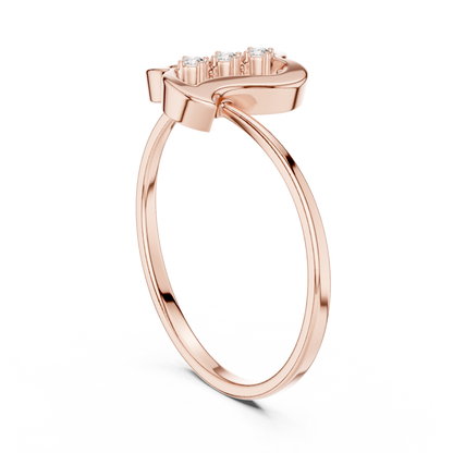 0.03 Carat Diamond Three Stone Vertical Open Frame Ring | Yellow Gold