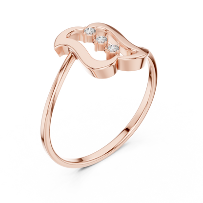 0.03 Carat Diamond Three Stone Vertical Open Frame Ring | Yellow Gold