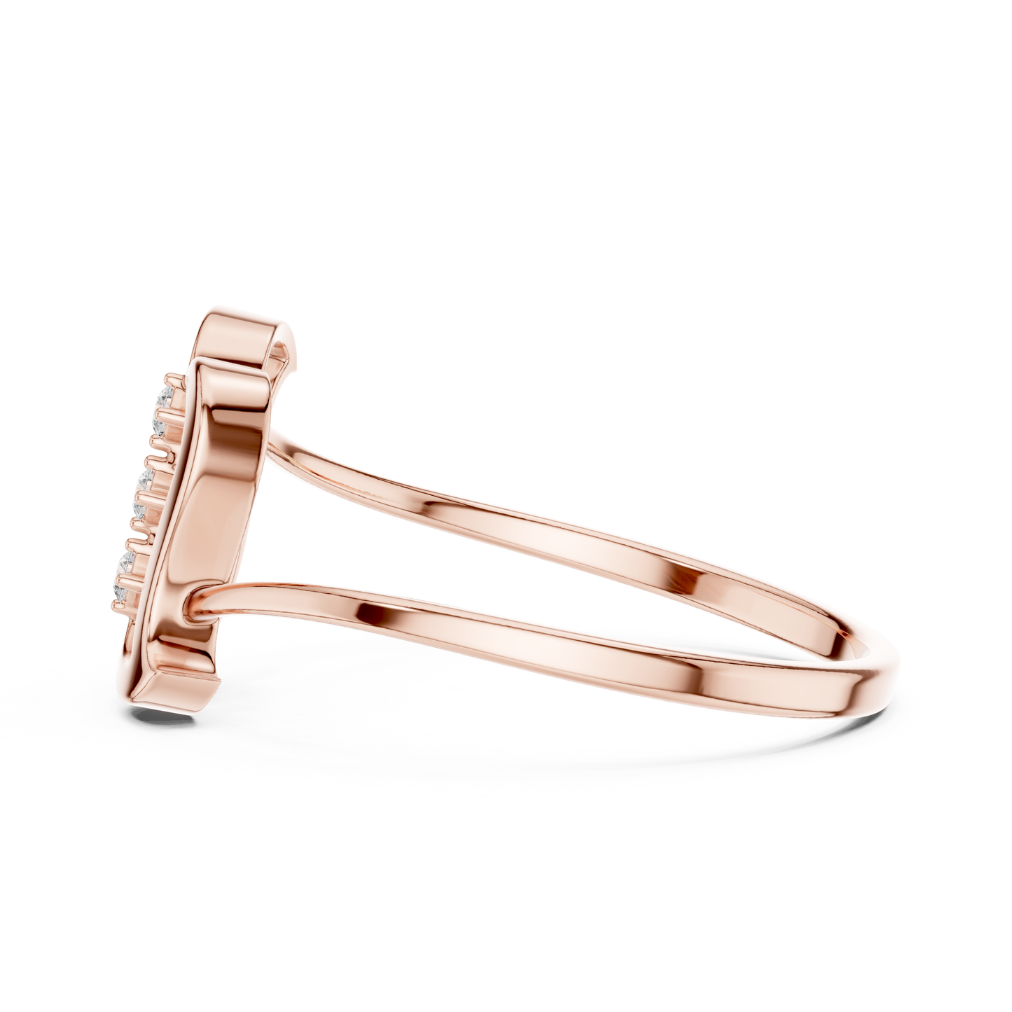 0.03 Carat Diamond Three Stone Vertical Open Frame Ring | Yellow Gold
