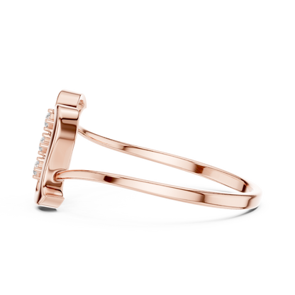 0.03 Carat Diamond Three Stone Vertical Open Frame Ring | Yellow Gold