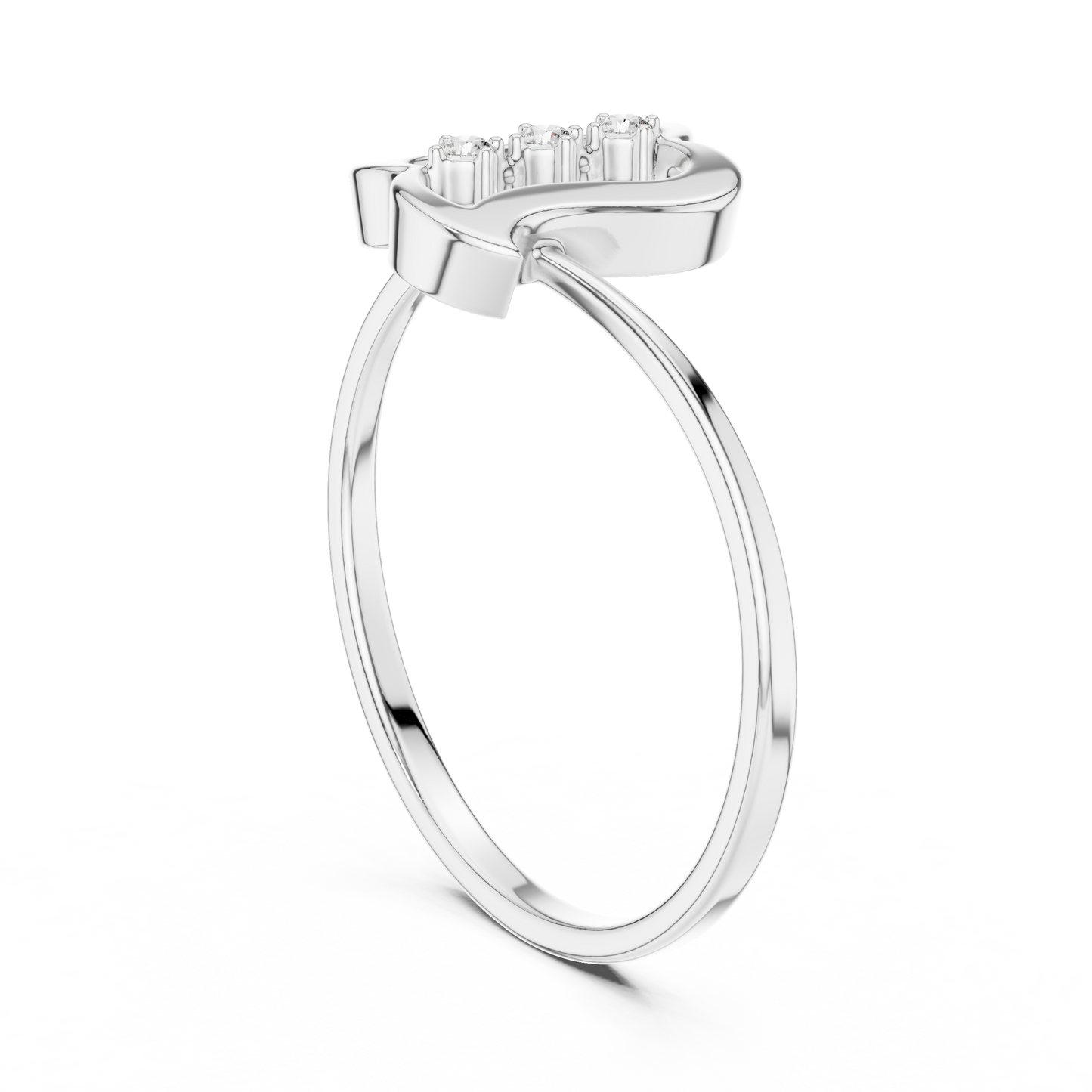 0.03 Carat Diamond Three Stone Vertical Open Frame Ring | Yellow Gold