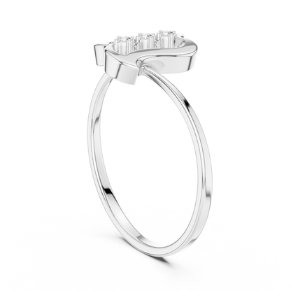 0.03 Carat Diamond Three Stone Vertical Open Frame Ring | Yellow Gold