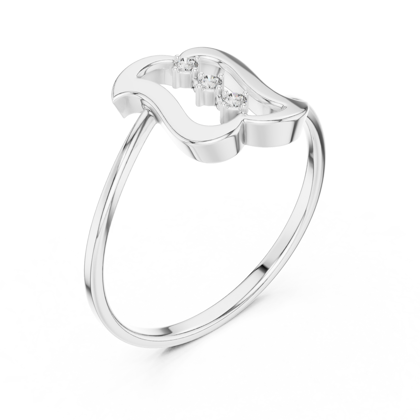 0.03 Carat Diamond Three Stone Vertical Open Frame Ring | Yellow Gold