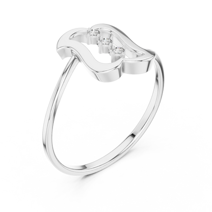 0.03 Carat Diamond Three Stone Vertical Open Frame Ring | Yellow Gold
