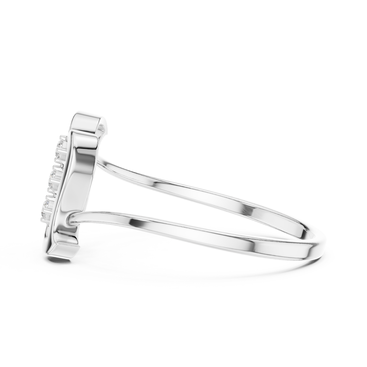0.03 Carat Diamond Three Stone Vertical Open Frame Ring | Yellow Gold