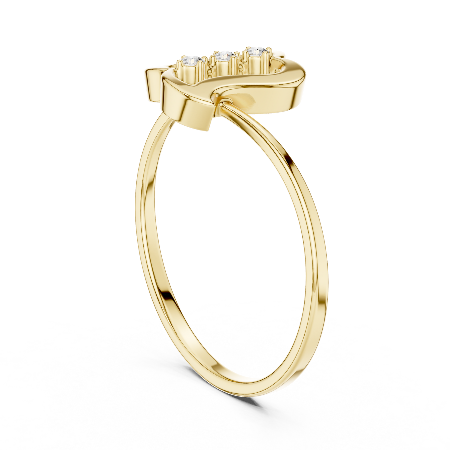0.03 Carat Diamond Three Stone Vertical Open Frame Ring | Yellow Gold