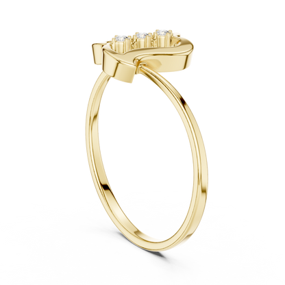 0.03 Carat Diamond Three Stone Vertical Open Frame Ring | Yellow Gold
