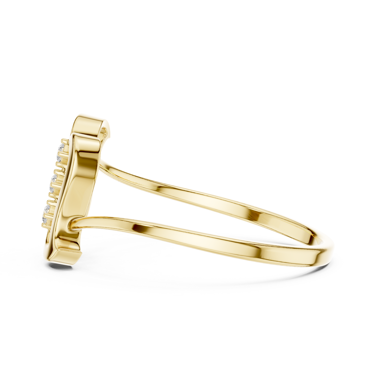0.03 Carat Diamond Three Stone Vertical Open Frame Ring | Yellow Gold