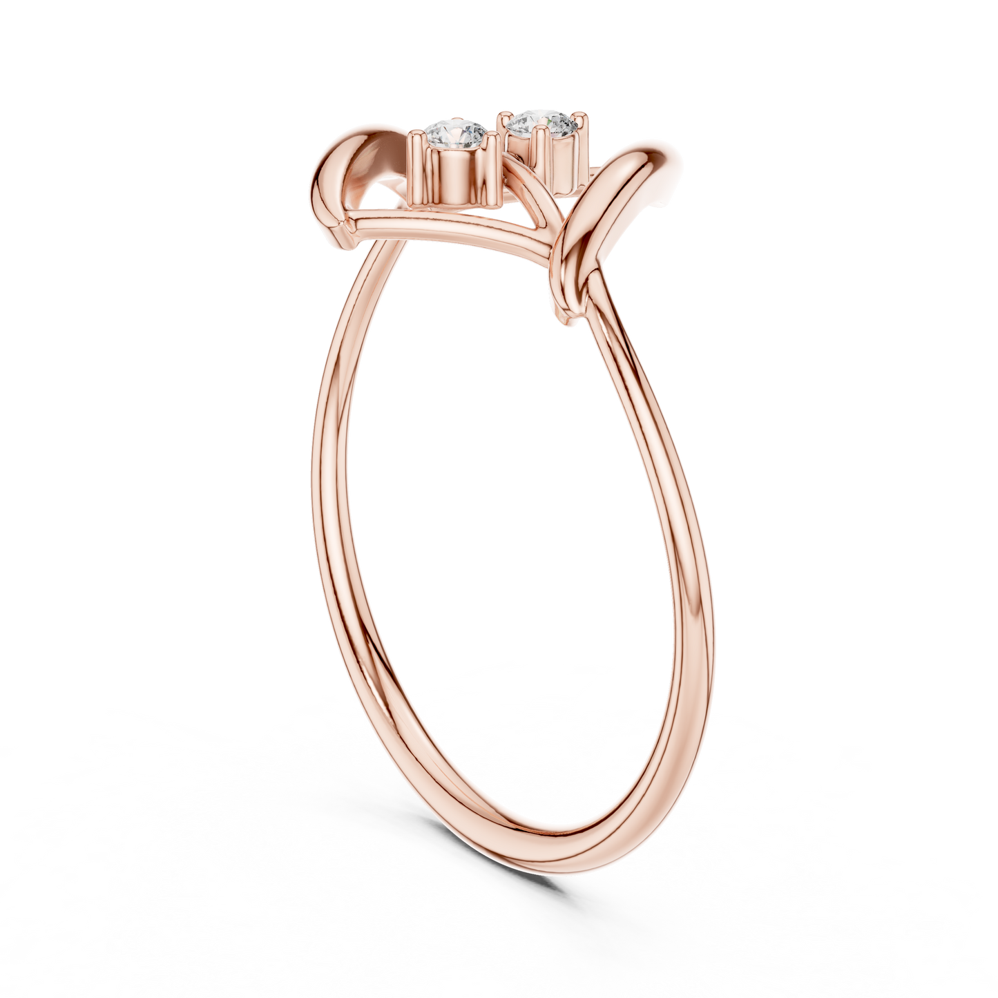0.04 Carat Diamond Two Stone Vertical Open Frame Ring | Yellow Gold