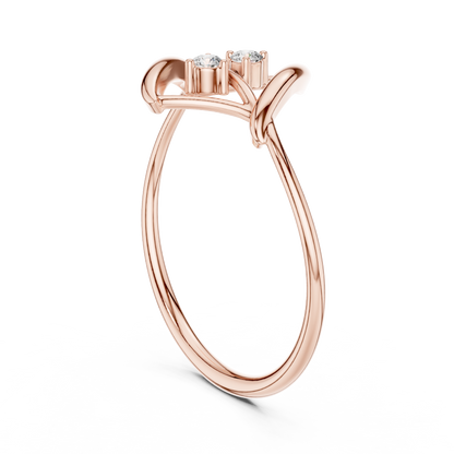 0.04 Carat Diamond Two Stone Vertical Open Frame Ring | Yellow Gold