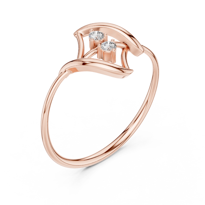 0.04 Carat Diamond Two Stone Vertical Open Frame Ring | Yellow Gold