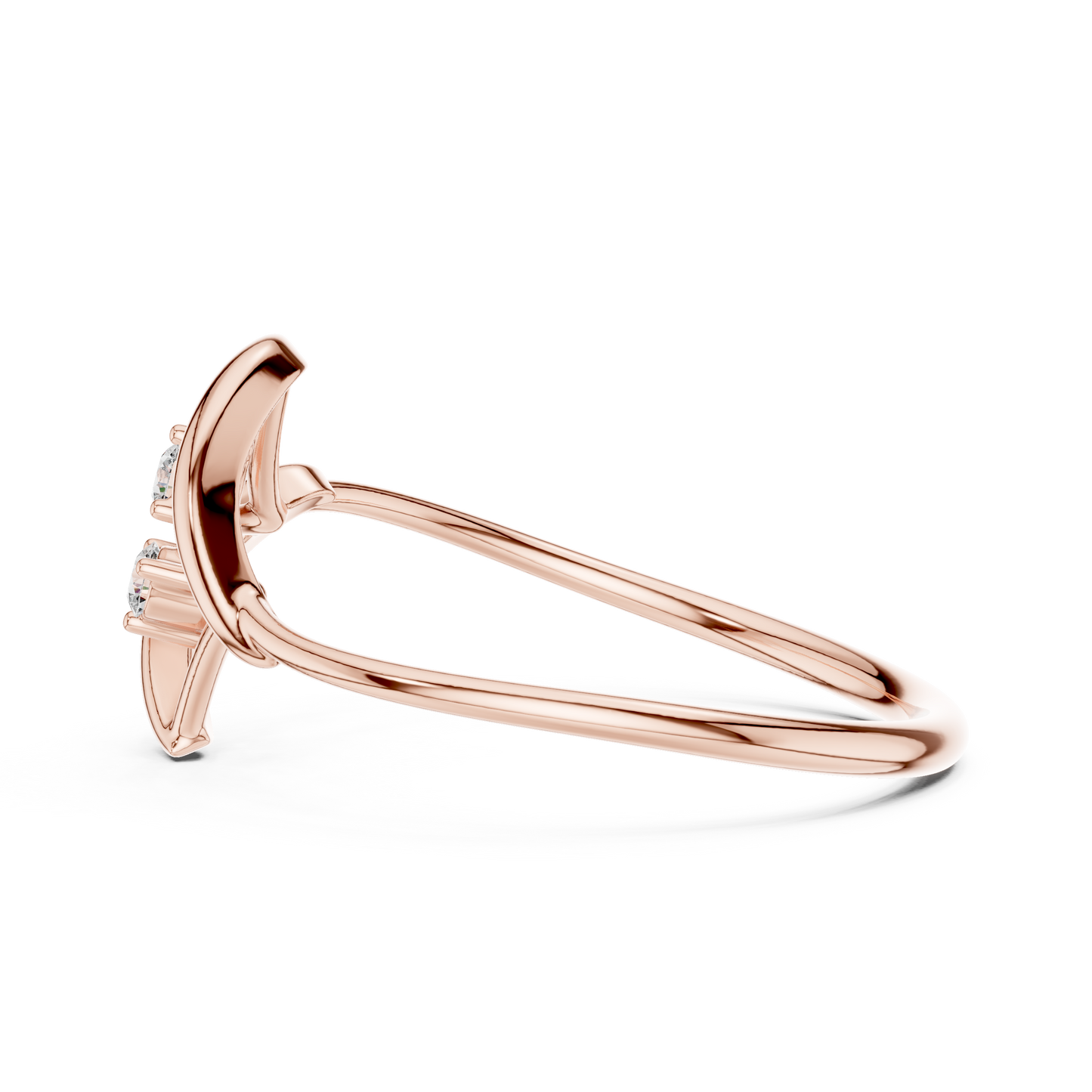 0.04 Carat Diamond Two Stone Vertical Open Frame Ring | Yellow Gold
