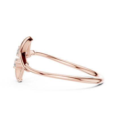0.04 Carat Diamond Two Stone Vertical Open Frame Ring | Yellow Gold