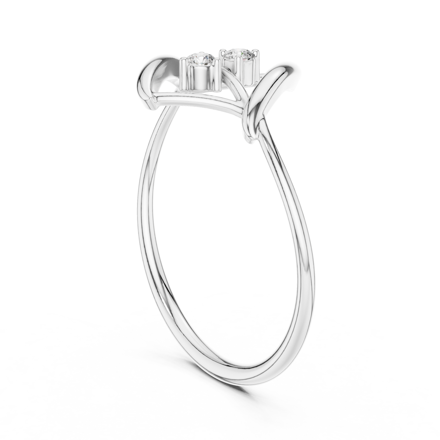 0.04 Carat Diamond Two Stone Vertical Open Frame Ring | Yellow Gold