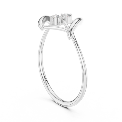 0.04 Carat Diamond Two Stone Vertical Open Frame Ring | Yellow Gold